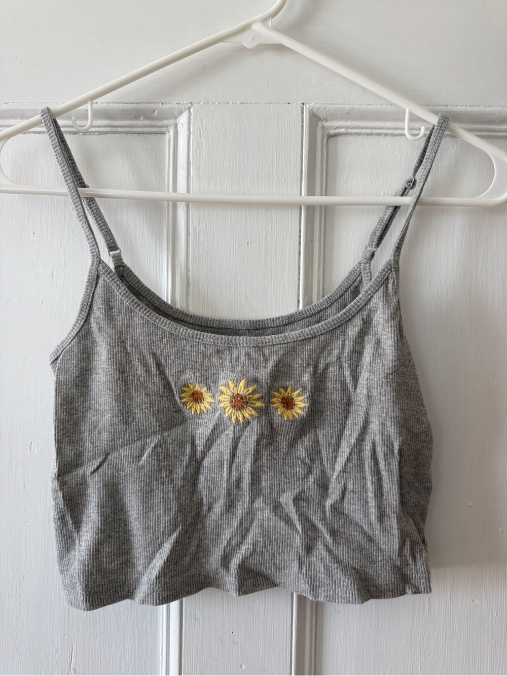 Women's Gray Embroidered Crop Camisole
